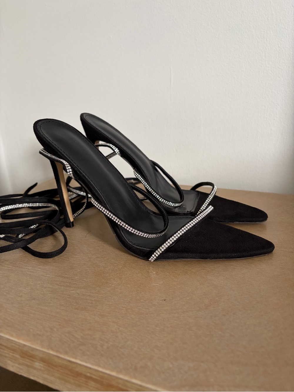 Women's Black Rhinestone Stiletto Heels
